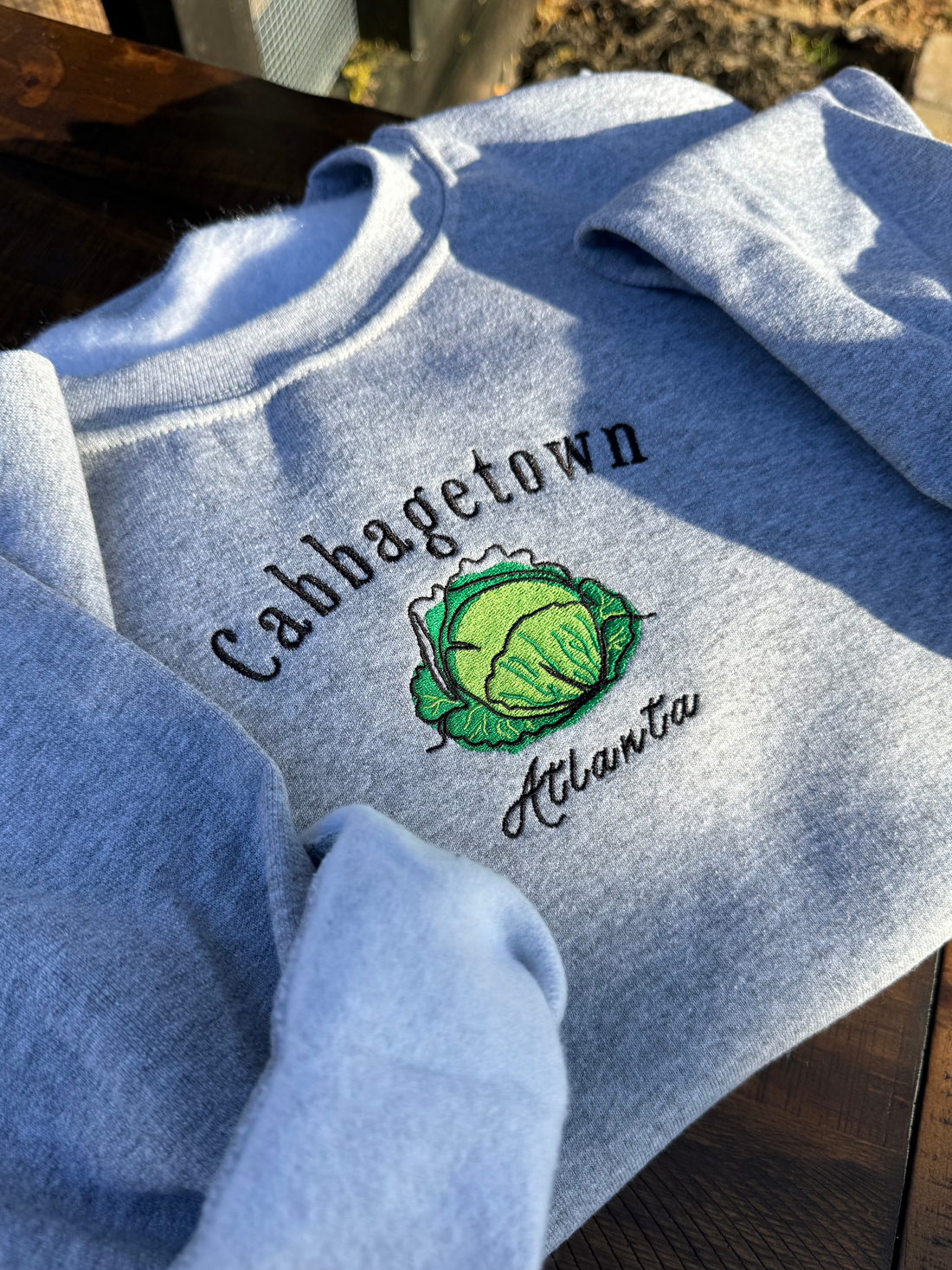 The &quot;Cabbagetown Classic Sweater&quot; - a vintage-inspired, embroidered piece celebrating the historic charm of Atlanta&